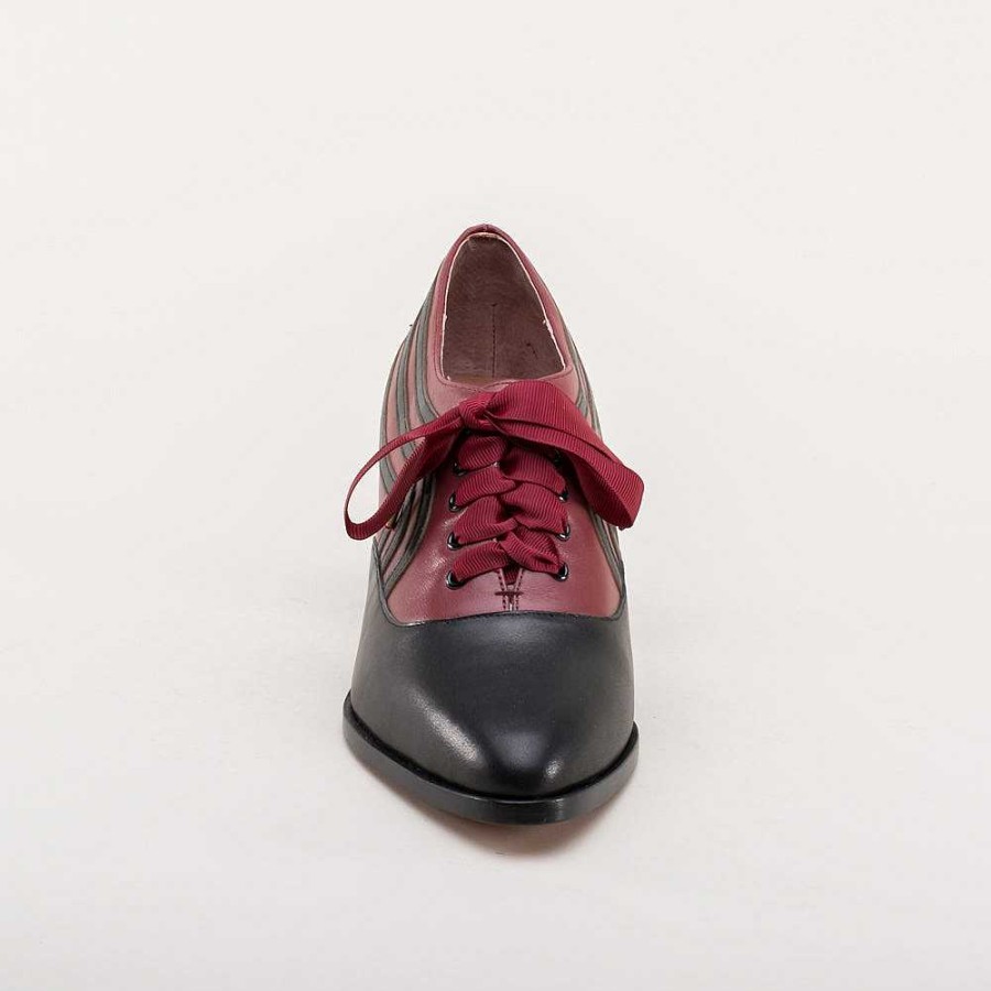 Naiset American Duchess | Ennakkotilaa Bernadette Naisten Edwardian Oxfords Wide (Burgundi/Musta)