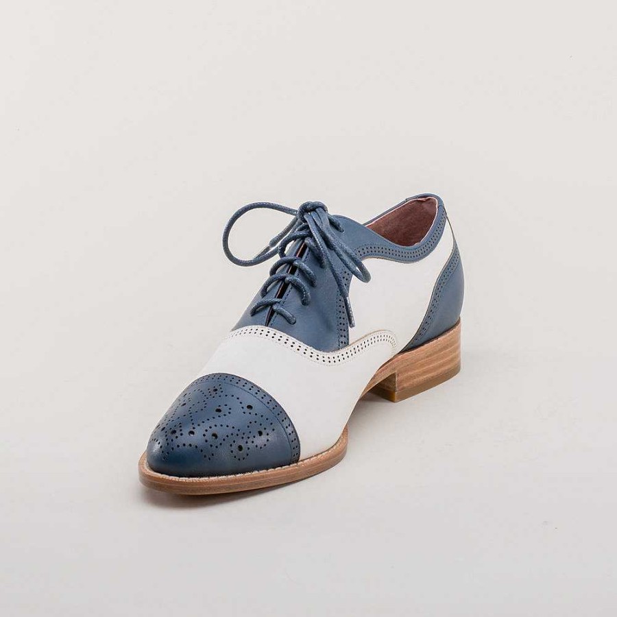 Naiset American Duchess | Gladys Women'S Vintage Cap Toe Oxfords (Sininen/Valkoinen)