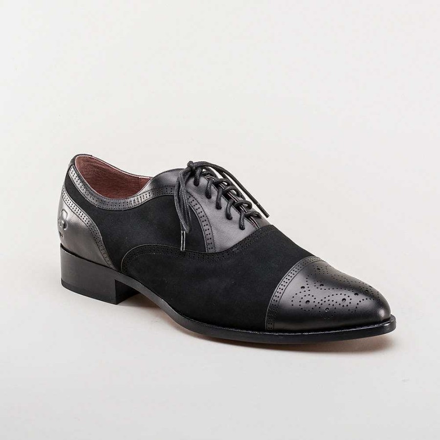 Miehet American Duchess | Miesten Dandy Vintage Cap Toe Oxfords (Musta)