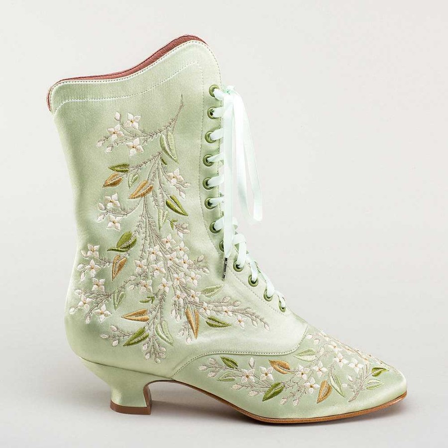 Naiset American Duchess | Flora Naisten Brodeeratut Saappaat (Celadon Green)