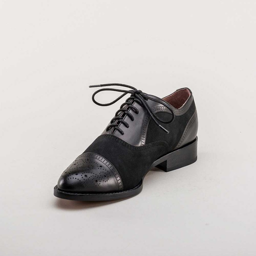 Naiset American Duchess | Gladys Women'S Vintage Cap Toe Oxfords (Musta)