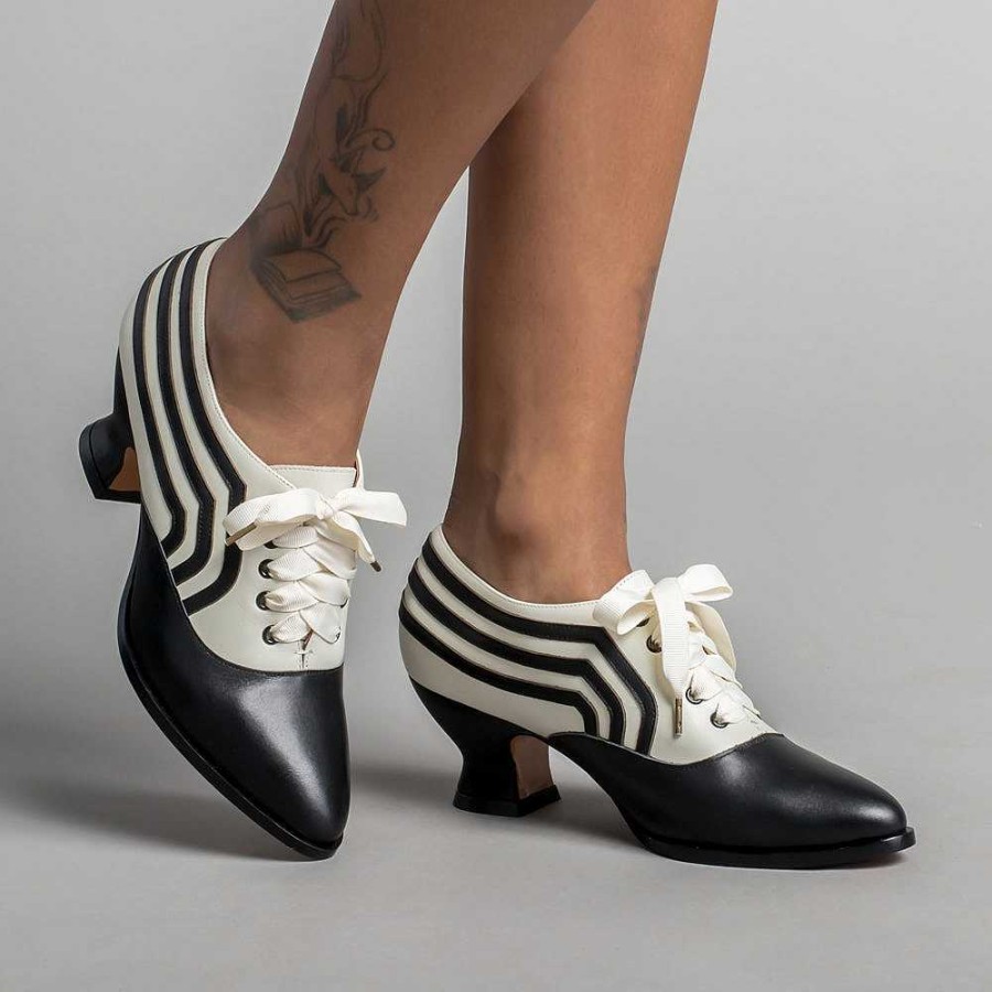 Naiset American Duchess | Ennakkotilaa Bernadette Naisten Edwardian Oxfords Wide (Norsunluu/Musta)