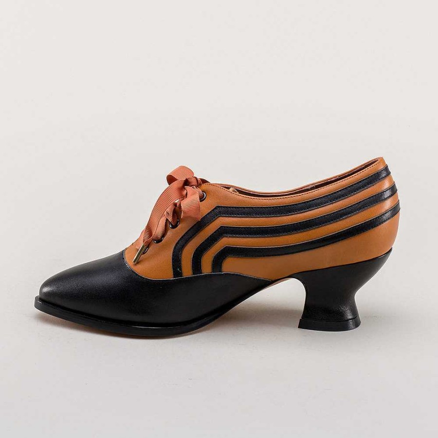 Naiset American Duchess | Ennakkotilaa Bernadette Naisten Edwardian Oxfords Wide (Konjakki/Musta)