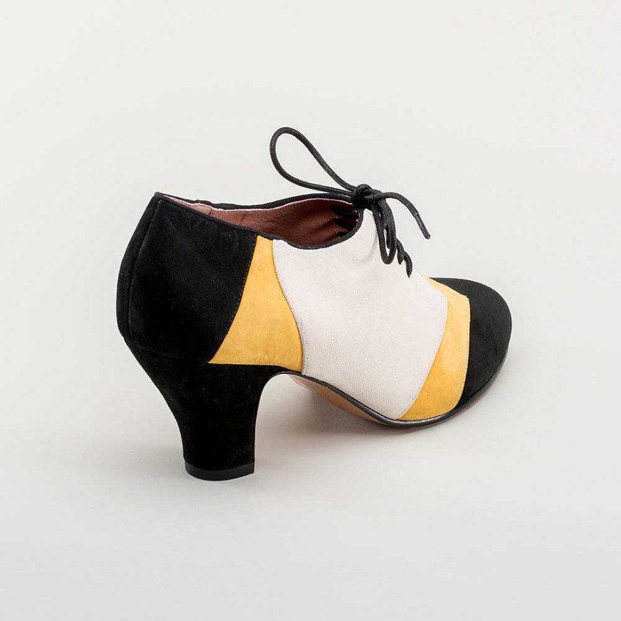 Naiset American Duchess | Karolina Naisten Retro Oxfords (Musta/Keltainen/Norsunluu)