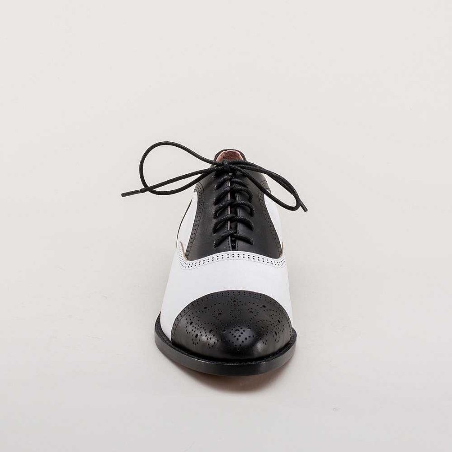 Naiset American Duchess | Gladys Women'S Vintage Cap Toe Oxfords (Musta/Valkoinen)