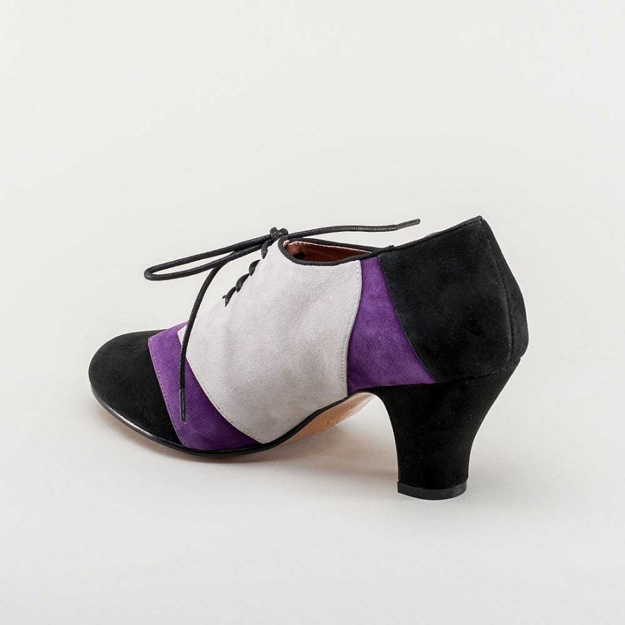 Naiset American Duchess | Karolina Naisten Retro Oxfords (Musta/Violetti/Harmaa)