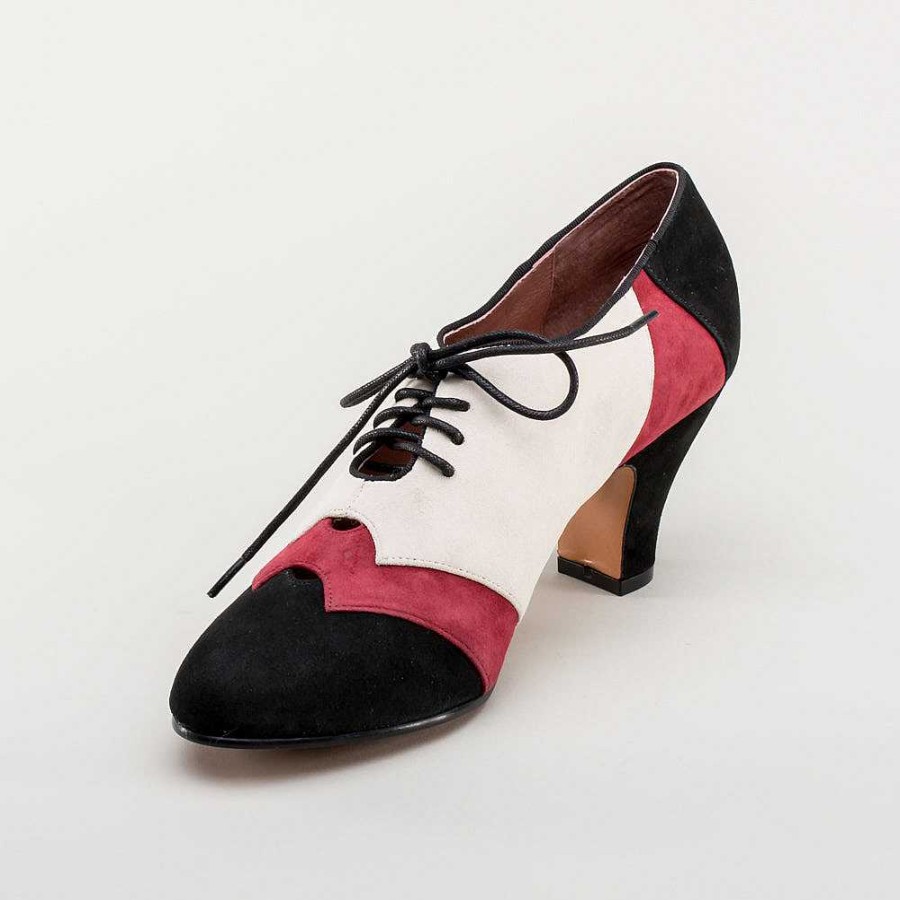 Naiset American Duchess | Karolina Women'S Retro Oxfords (Musta/Oxblood/Ivory)